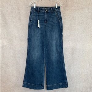 Judy Blue Trendy Dark Denim Retro Wide Leg Flare Jeans